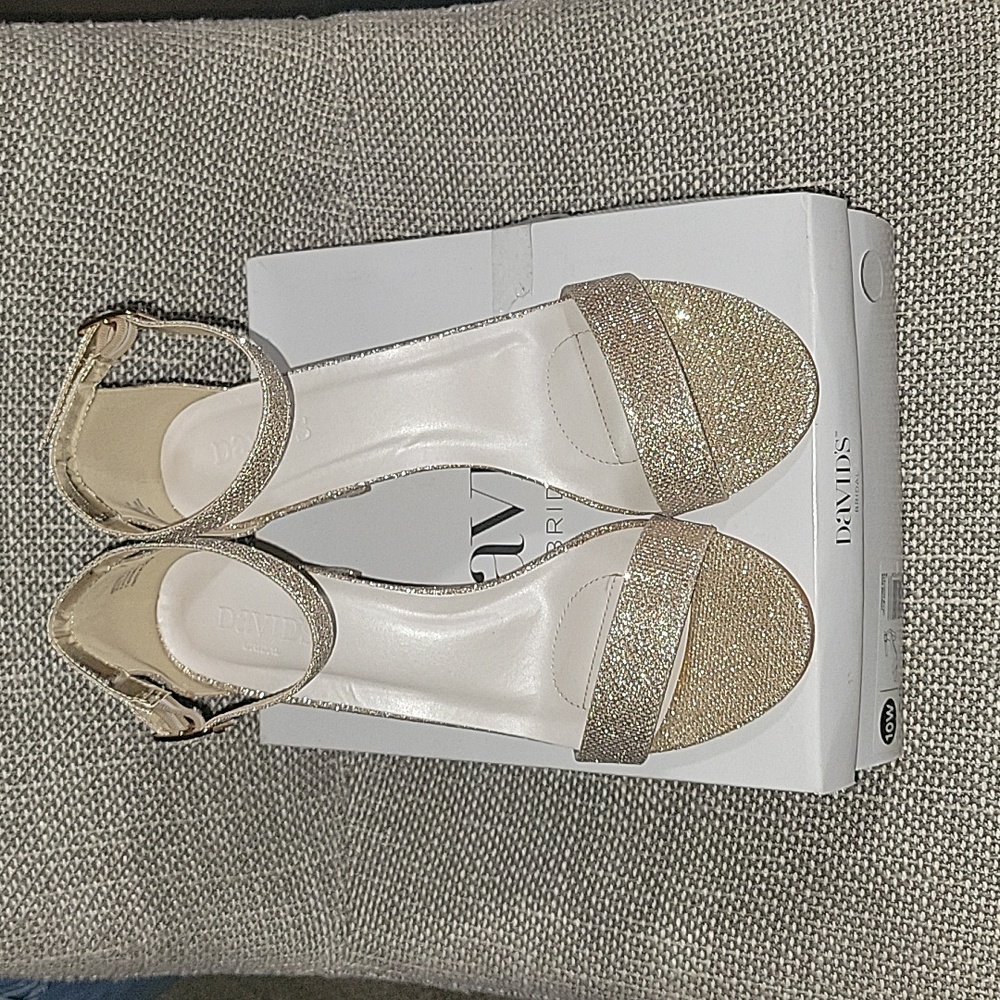 David's Bridal Gold Heels